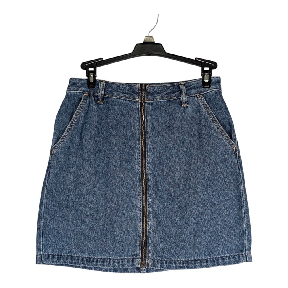 Hollister Denim Mini Skirt Womens 3 Blue Ultra High Rise Exposed Full Zip Casual
